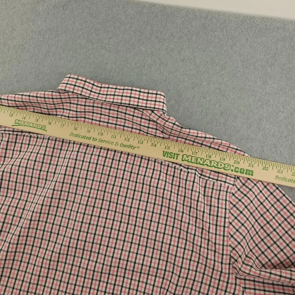 Banana Republic Dress Shirt Mens 18.5 36/37 Pink Check Slim Fit Non Iron Lot 2